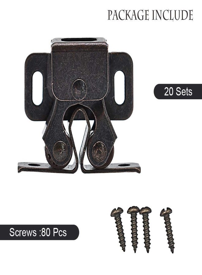 Renashed 20Pcs Cupboard Closet Cabinet Door Double Ball Roller Catch Latch Cold Rolled Steel (Bronze Tone) - Image 5